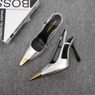 Ysl Small Gold Head Square Heel High Heels