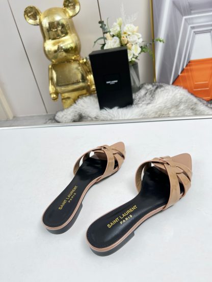 Ysl Fashion Patent Leather Elegant Slippers - Image 3