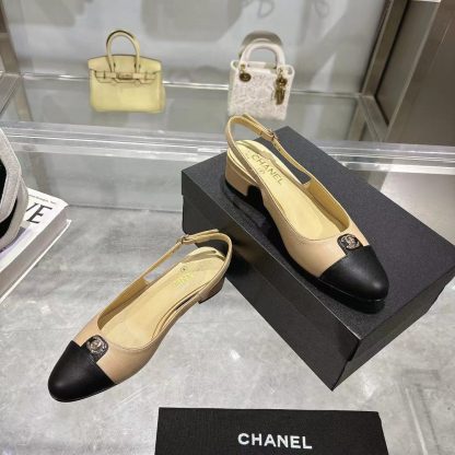 Chanel Spring and Summer Apricot New Comfort Low Heel Sandals Heel Height 3.5cm - Image 3