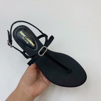 Ysl silk diamond buckle flat sandals - Image 3