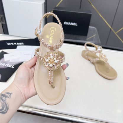 Chanel Spring-Summer Dance Shoes Collection New Retro Apricot Sandals - Image 3