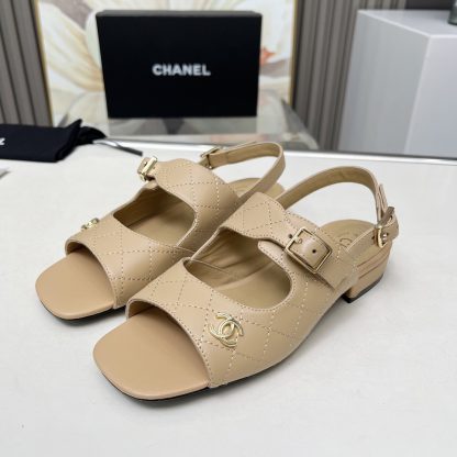Chanel Spring/Summer Dancing Shoes Collection Apricot Slim Sandals Heel Height 5cm - Image 3