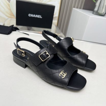 Chanel Spring/Summer Dance Shoes Collection Black Slim Sandals Heel Height 5cm - Image 3