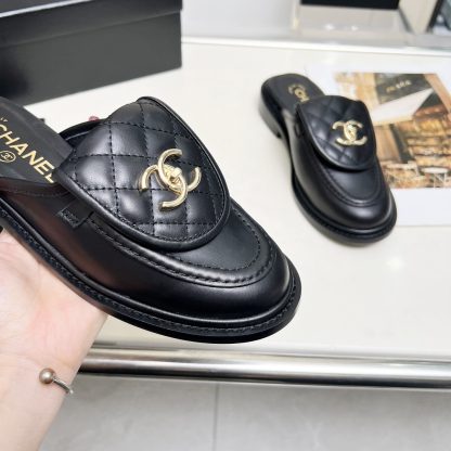 Chanel autumn and winter new goddess elegant temperament black half-slippers - Image 3