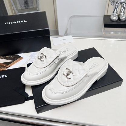 Chanel autumn and winter new goddess elegant temperament white half-slippers - Image 3