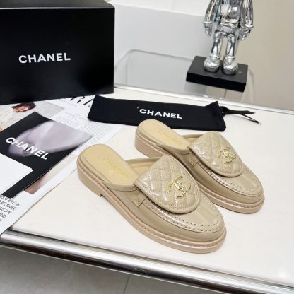 Chanel autumn and winter new goddess elegant temperament apricot half-slippers - Image 3