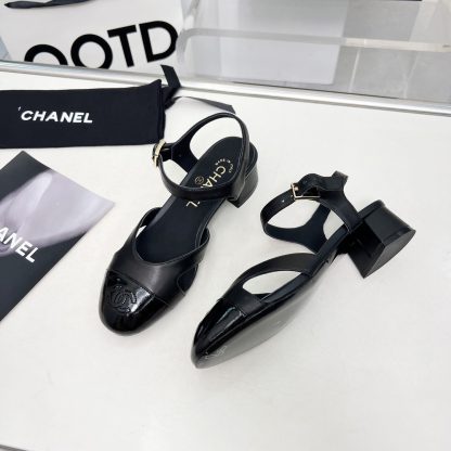 Chanel Early Spring Dance Shoes Series New European and American Style Black Sandals Heel Height 3.5cm - Image 3