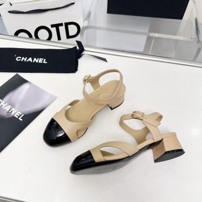 Chanel Early Spring Dance Shoes Series New European and American Style Apricot Sandals Heel Height 3.5cm - Image 3