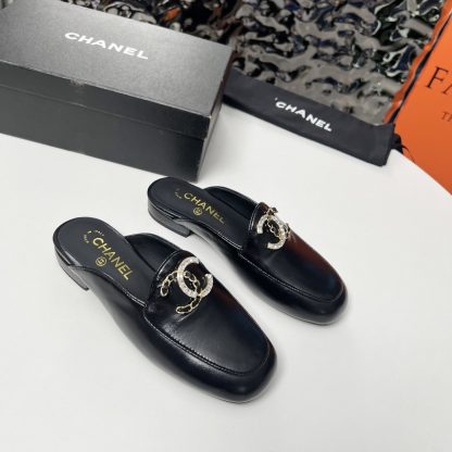 Chanel black matte early spring dance shoes series new retro feeling half slippers - Image 3