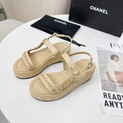 Chanel Spring and Summer Apricot Dance Shoes Series New European and American Catwalk Sandals - Image 3