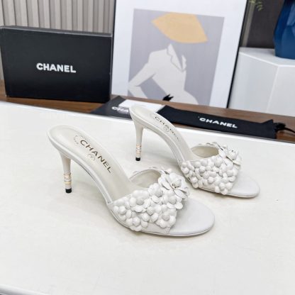 Chanel Spring and Summer White Dancing Shoes Series New Custom Flower Sandals Heel Height 8.5cm - Image 3