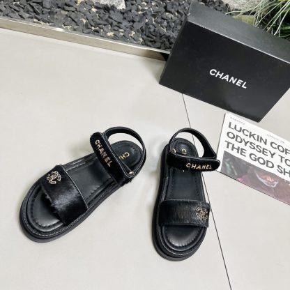 Chanel Early Spring Sandals Series Black Retro Sandals Thickness 3cm - Image 3