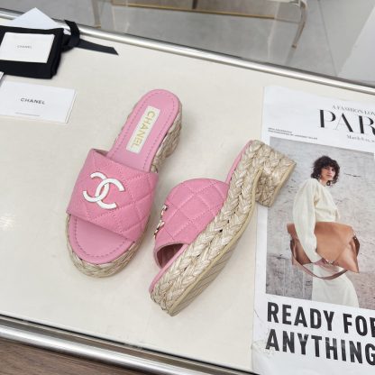 Chanel pink spring and summer dancing shoes series slimming sandals with heel height 6.5cm - Image 3