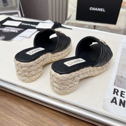Chanel black spring and summer dance shoes series slimming sandals with heel height 6.5cm - Image 3