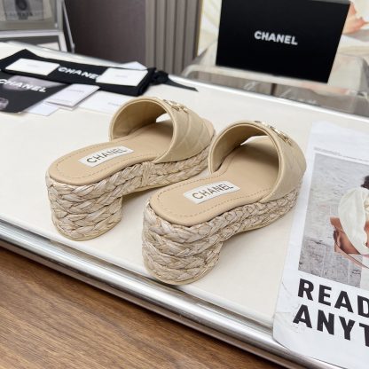 Chanel apricot spring and summer dancing shoes series slimming sandals with a heel height of 6.5cm - Image 3
