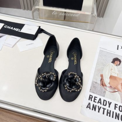 Chanel Spring/Summer Dancing Shoes Series Small Round Toe Black Flat Sandals Heel Height 1.5cm - Image 3