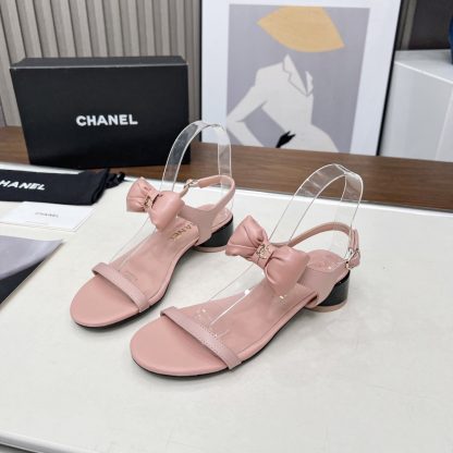 Chanel Spring/Summer Dancing Shoes Collection Pink Bow Sandals Heel Height 3.5cm - Image 3