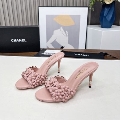 Chanel Spring and Summer Pink Dancing Shoes Series New Custom Flower Sandals Heel Height 8.5cm - Image 3