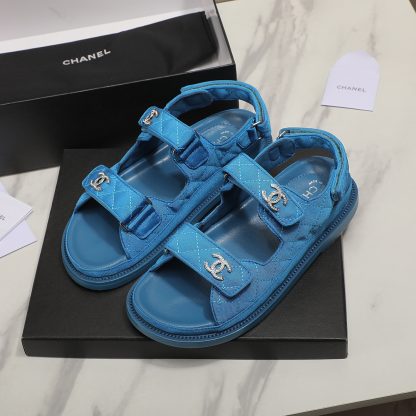 Chanel Temperament Denim Blue Sandals - Image 3