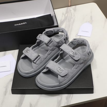 Chanel Temperament Denim Grey Sandals - Image 3