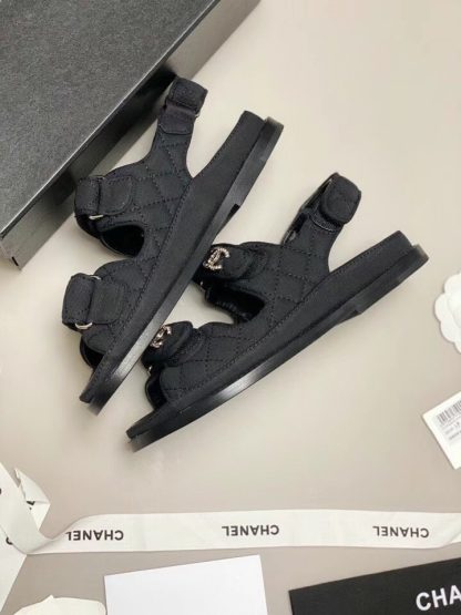 Chanel Temperament Denim Black Classic Sandals - Image 3
