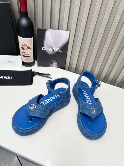 Chanel Early Autumn Comfortable Soft Super Versatile Dark Blue Sandals - Image 2