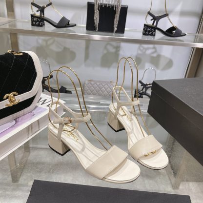 Chanel Early Spring Small Round Head White Flash Brick Sandals Heel Height 4.5cm - Image 3