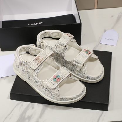 Chanel Check Design Classic Velcro Sandals - Image 3
