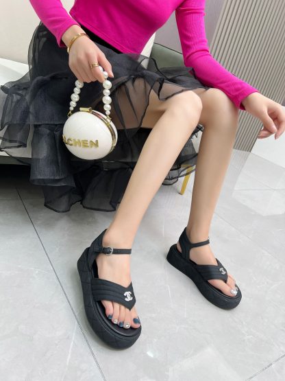Chanel black early autumn versatile soft and comfortable sandals - Image 3