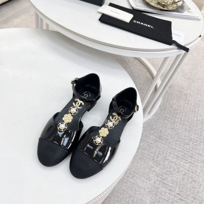Chanel Spring and Summer Black Dancing Shoes Series Small Round Head Shiny Sandals - Image 3