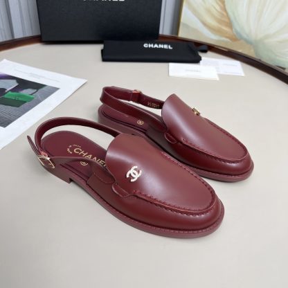 Chanel red spring and summer dancing shoes series retro style half-slip sandals heel height 2.5cm - Image 3