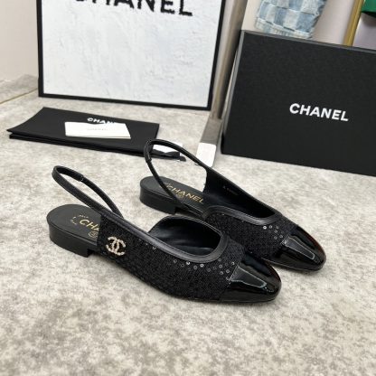 Chanel Spring and Summer Dancing Shoes Series New Products Cashmere Leather Sequin Black Retro Feeling Sandals - Image 3