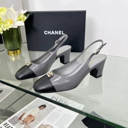 Chanel Spring/Summer Dance Shoes Collection Grey Small Round Head New Sandals Heel Height 6cm - Image 3