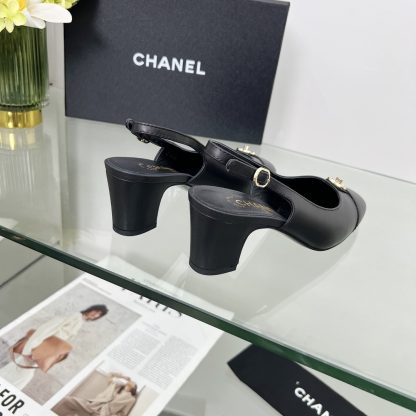 Chanel Spring and Summer Dancing Shoes Series Black Small Round Head New Sandals Heel Height 6cm - Image 3