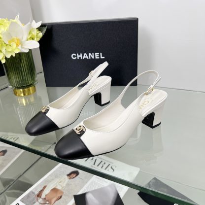 Chanel Spring and Summer Dancing Shoes Series White Small Round Head New Sandals Heel Height 6cm - Image 3