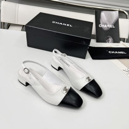 Chanel Early Spring Dance Shoes Series New Small Round Head White Retro Feeling Sandals - Image 3