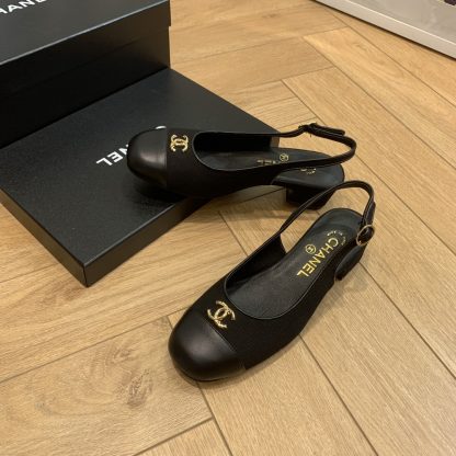 Chanel black spring and summer dancing shoes series new small round head slim retro sandals - Image 3