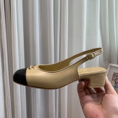 Chanel apricot spring and summer dancing shoes series new small round head slim retro sandals - Image 3