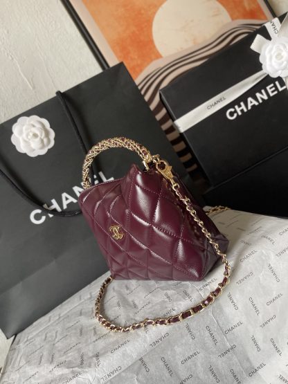 Chanel Lunch Box Bag Hobo with Woven Handle Tote Bag - Image 3