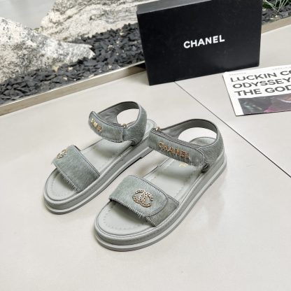 Chanel Grey Early Spring Dance Shoes Series Sandals Thickness 3cm - Image 3