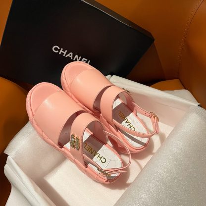 Chanel new bow high-heeled pink sandals, heel height 7.5cm - Image 3