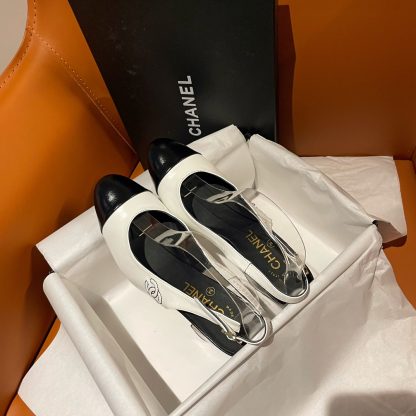 Chanel new white leather high-heeled sandals - Image 3
