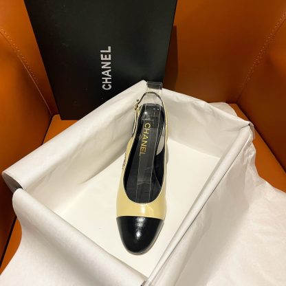 Chanel new apricot leather high-heeled sandals - Image 3