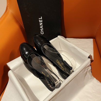 Chanel new black leather high-heeled sandals - Image 3