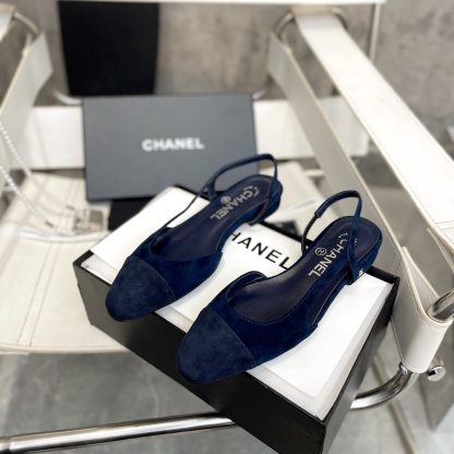 Chanel Fashion Classic Mixed Lambskin Dark Blue Flat Sandals - Image 3