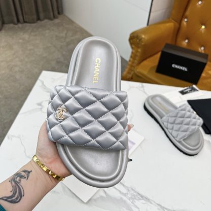 Chanel Couple's High-end Fashionable Gray Sandals - Image 3