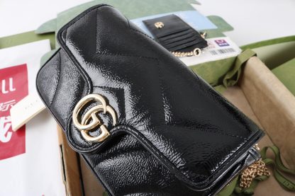 Gucci Marmont shiny black chain bag - Image 3