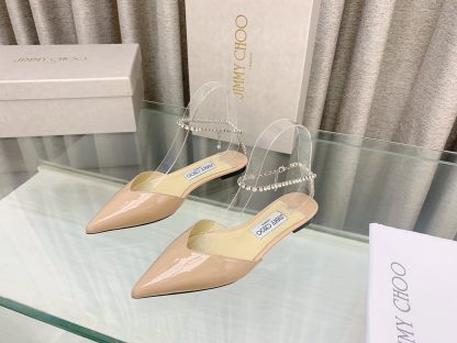 Jimmy Choo patent leather crystal chain flat shoes - Image 3