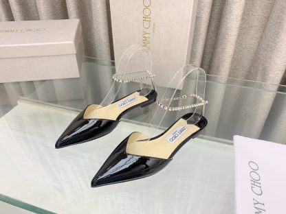 Jimmy Choo patent leather crystal chain flats - Image 3