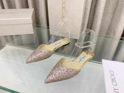 Jimmy Choo patent leather crystal chain flats - Image 3